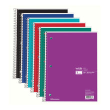 Load image into Gallery viewer, Office Depot Brand Wirebound Notebook, 3-Hole Punched, 8 1/2in x 10 1/2in, 3 Subjects, Wide Ruled, 120 Sheets, Assorted Colors (No Color Choice)