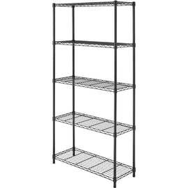 Whitmor Storage Rack - 5 Tier(s) - 72in Height x 36in Width x 14in Depth - Floor - Durable, Ventilated, Heavy Duty - Black - Chrome Steel