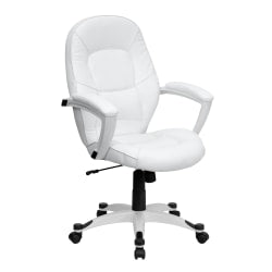 Flash Furniture LeatherSoft Faux Leather Mid-Back Swivel Chair, White