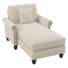 Load image into Gallery viewer, Bush Furniture Coventry Chaise Lounge With Arms, Cream Herringbone, Standard Delivery