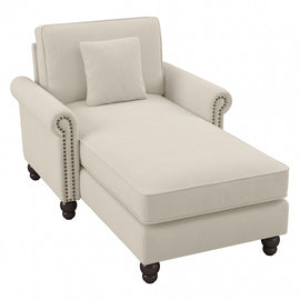 Bush Furniture Coventry Chaise Lounge With Arms, Cream Herringbone, Standard Delivery