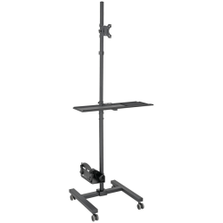 Eaton Tripp Lite Series Mobile Workstation with Monitor Mount - For 17in to 32in Displays, Height Adjustable - Up to 32in Screen Support - 17.64 lb Load Capacity - 70.1in Height x 25.7in Width x 21in Depth - Floor - Steel - Black