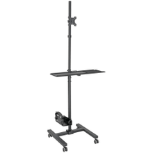 Load image into Gallery viewer, Eaton Tripp Lite Series Mobile Workstation with Monitor Mount - For 17in to 32in Displays, Height Adjustable - Up to 32in Screen Support - 17.64 lb Load Capacity - 70.1in Height x 25.7in Width x 21in Depth - Floor - Steel - Black