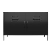 Load image into Gallery viewer, Ameriwood Home Mission District 2-Door Metal Locker Accent Cabinet, 25-1/4inH x 39-3/8inW x 15-3/4inD, Black