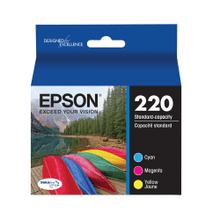 Load image into Gallery viewer, Epson 220 DuraBrite Ultra Cyan, Magenta, Yellow Ink Cartridges, Pack Of 3, T220520-S