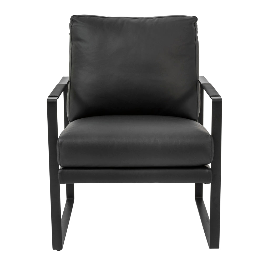 Eurostyle Bettina Leather Lounge Chair, Matte Black/Black