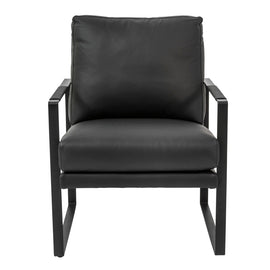 Eurostyle Bettina Leather Lounge Chair, Matte Black/Black