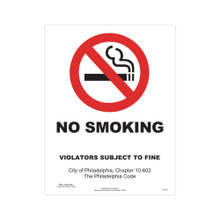 Load image into Gallery viewer, ComplyRight City &amp; County Specialty Posters, No Smoking, English, Philadelphia, 8 1/2in x 11in