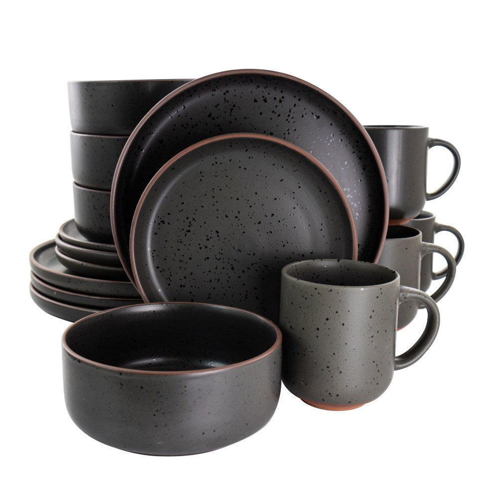 Gibson Elite 16-Piece Terracotta Dinnerware Set, Speckled Gray