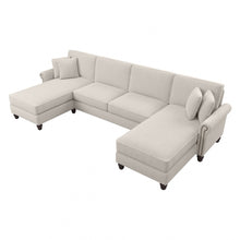 Load image into Gallery viewer, Bush Furniture Coventry 131inW Sectional Couch With Double Chaise Lounge, Light Beige, Standard Delivery