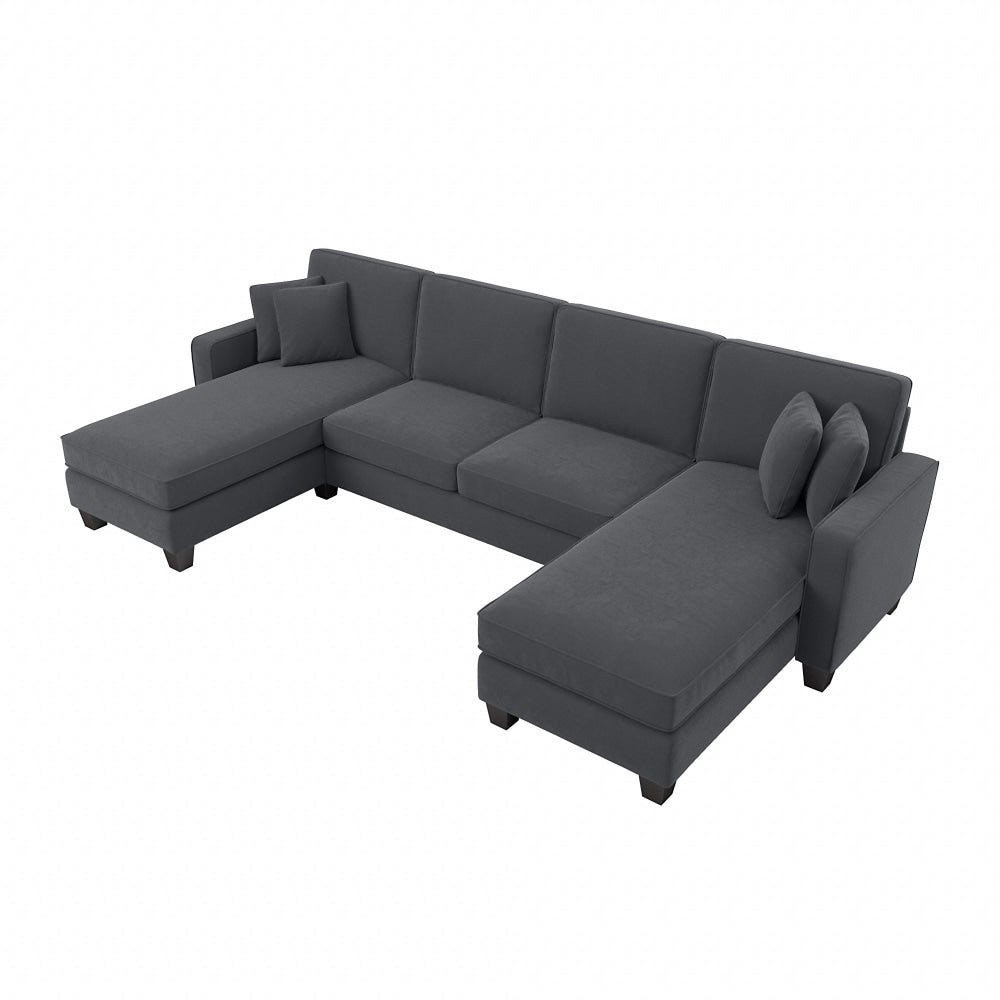 Bush Furniture Stockton 131inW Sectional Couch With Double Chaise Lounge, Dark Gray, Standard Delivery