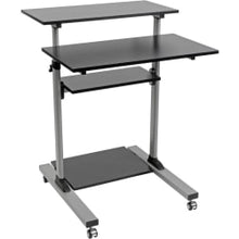 Load image into Gallery viewer, Tripp Lite Rolling Standing Desk/Workstation on Wheels, Height Adjustable, Mobile - 132.28 lb Load Capacity - 4 x Shelf(ves) - Floor - Medium Density Fiberboard (MDF), Steel - Black