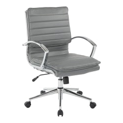 Office Star Pro-Line II SPX Bonded Leather Mid-Back Chair, Charcoal/Chrome
