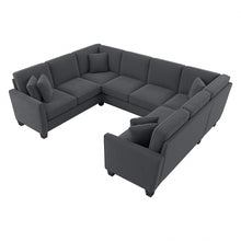 Load image into Gallery viewer, Bush Furniture Flare U-Shaped Sectional Couch, 35-3/4inH x 113inW x 87-1/16inD, Dark Gray Microsuede Fabric, Standard Delivery