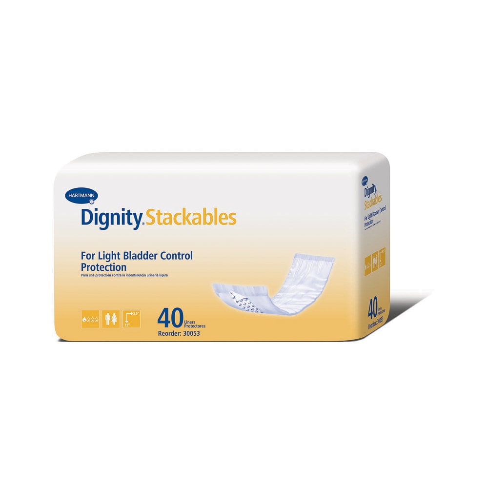 Dignity Stackables Pads, 3 1/2in x 12in, Box Of 40