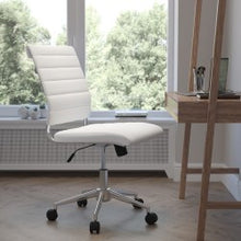 Load image into Gallery viewer, Flash Furniture Hansel LeatherSoft Faux Leather Mid-Back Executive Office Chair, White