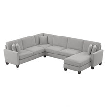 Load image into Gallery viewer, Bush Furniture Flare U-Shaped Sectional Couch With Reversible Chaise Lounge, 35-3/4inH x 128inW x 99-1/16inD, Light Gray Microsuede Fabric, Standard Delivery