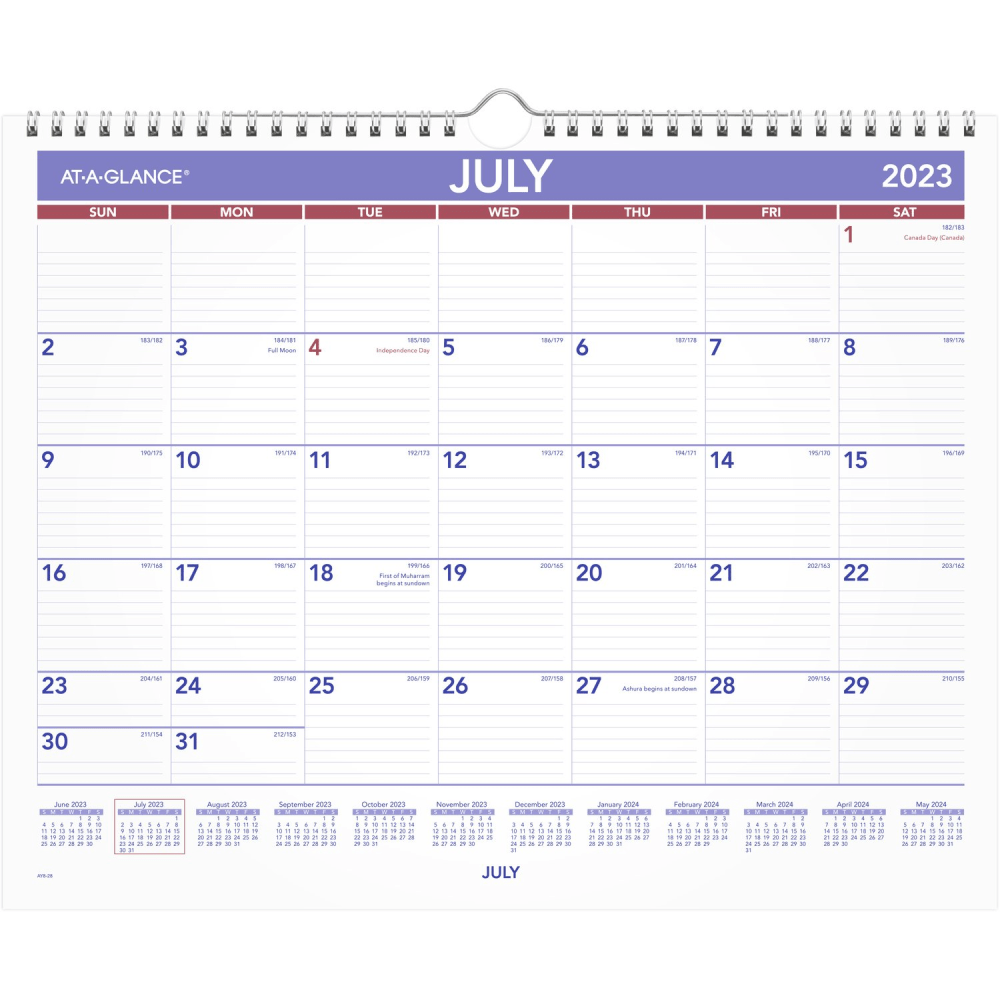 2023-2024 AT-A-GLANCE Academic Monthly Wall Calendar, 15in x 12in, July 2023 to June 2024, AY828