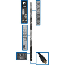 Load image into Gallery viewer, Tripp Lite 8.6kW 3-Phase Monitored PDU, LX Interface, 208/120V Outlets (36 C13/6 C19/3 5-15/20R), LCD, NEMA L21-30P, 3m/10 ft. Cord, 0U 1.8m/70 in. Height, TAA - Power distribution unit (rack-mountable) - 24 A