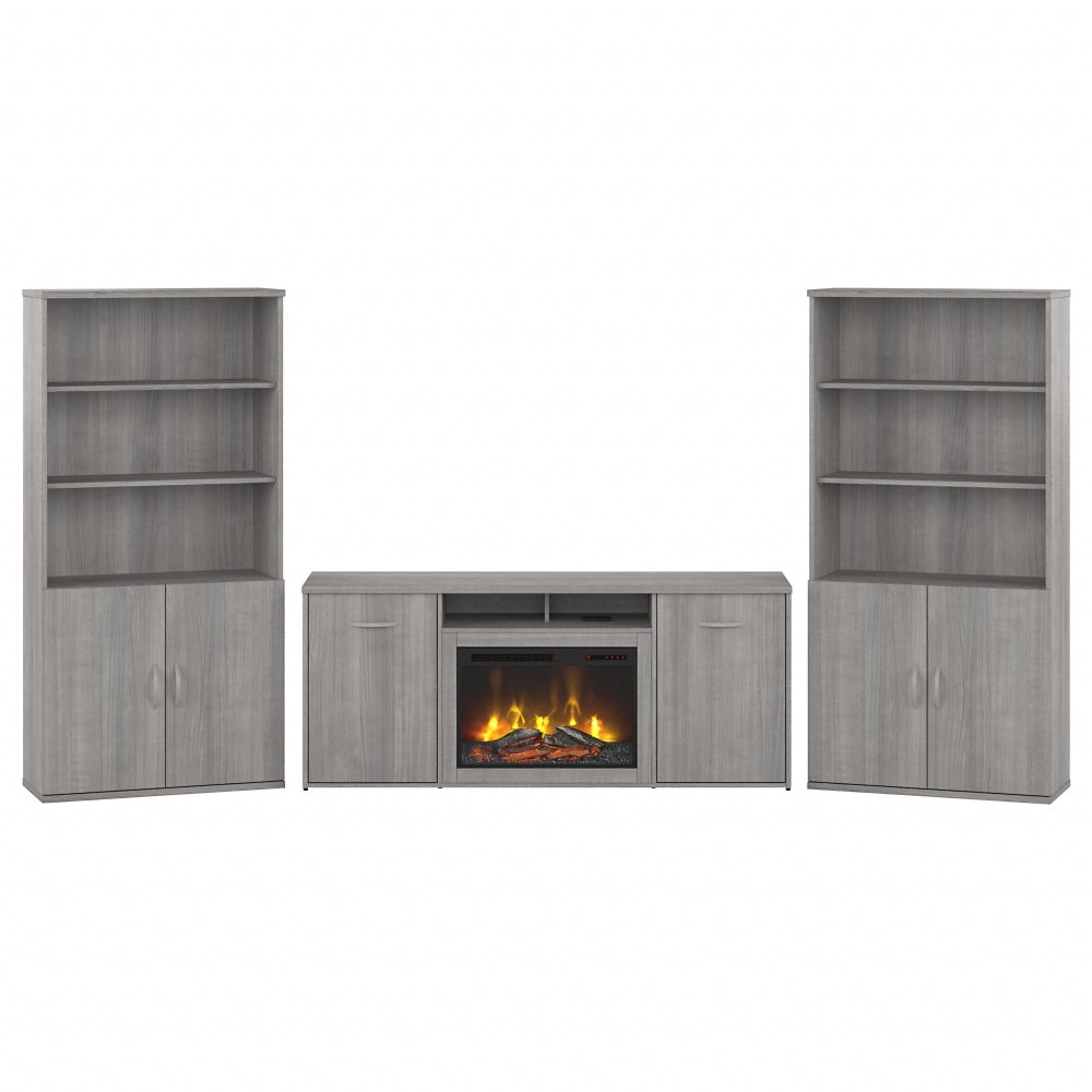 Bush Business Furniture Studio C 73inH Bookcase Set With Electric Fireplace TV Stand, Platinum Gray, Standard Delivery