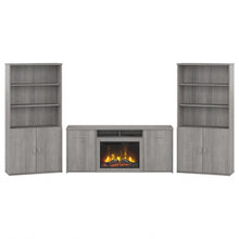 Load image into Gallery viewer, Bush Business Furniture Studio C 73inH Bookcase Set With Electric Fireplace TV Stand, Platinum Gray, Standard Delivery