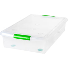Load image into Gallery viewer, Iris Stor N Slide Underbed Storage Boxes, 28 1/2in x 18 1/8in x 6 5/16in, Clear/Green, Case Of 6