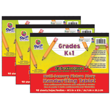 Load image into Gallery viewer, Pacon Multi-Sensory Raised Ruled Tablets, 10-1/2in x 8in, 5/8in x 5/16in x 5/16in Picture Story Ruled Long, 40 Sheets, White, Pack Of 3 Tablets