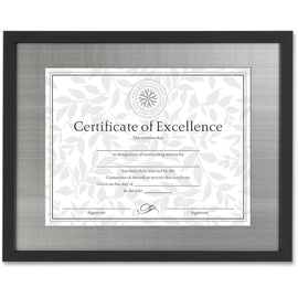 Dax Burns Group Metal Mat Certificate Frame - 14in x 11in Frame Size - Rectangle - Desktop - Brushed Pewter - 1 Each - Wood, Metal - Black