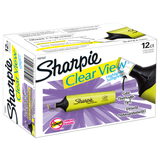 Sharpie Clear View Tank Highlighters, Chisel Point, Yellow, Pack Of 12