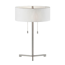 Load image into Gallery viewer, Adesso Wesley Table Lamp, 22-1/4inH, White Shade/Brushed Steel Base