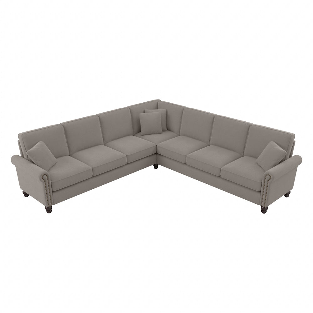 Bush Furniture Coventry 111inW L-Shaped Sectional Couch, Beige Herringbone, Standard Delivery