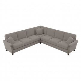 Bush Furniture Coventry 111inW L-Shaped Sectional Couch, Beige Herringbone, Standard Delivery