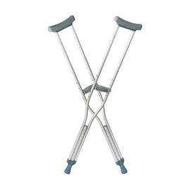 DMI Aluminum Push-Button Crutches, Child, Fit Users 4ft - 4ft 6in, Silver, Pack Of 2