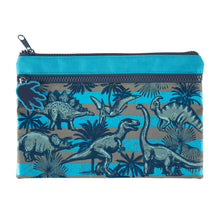 Load image into Gallery viewer, Office Depot Brand 2-Zipper Pencil Pouch, 4-3/4in x 10-1/4in, Dino Stripe