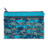 Office Depot Brand 2-Zipper Pencil Pouch, 4-3/4in x 10-1/4in, Dino Stripe