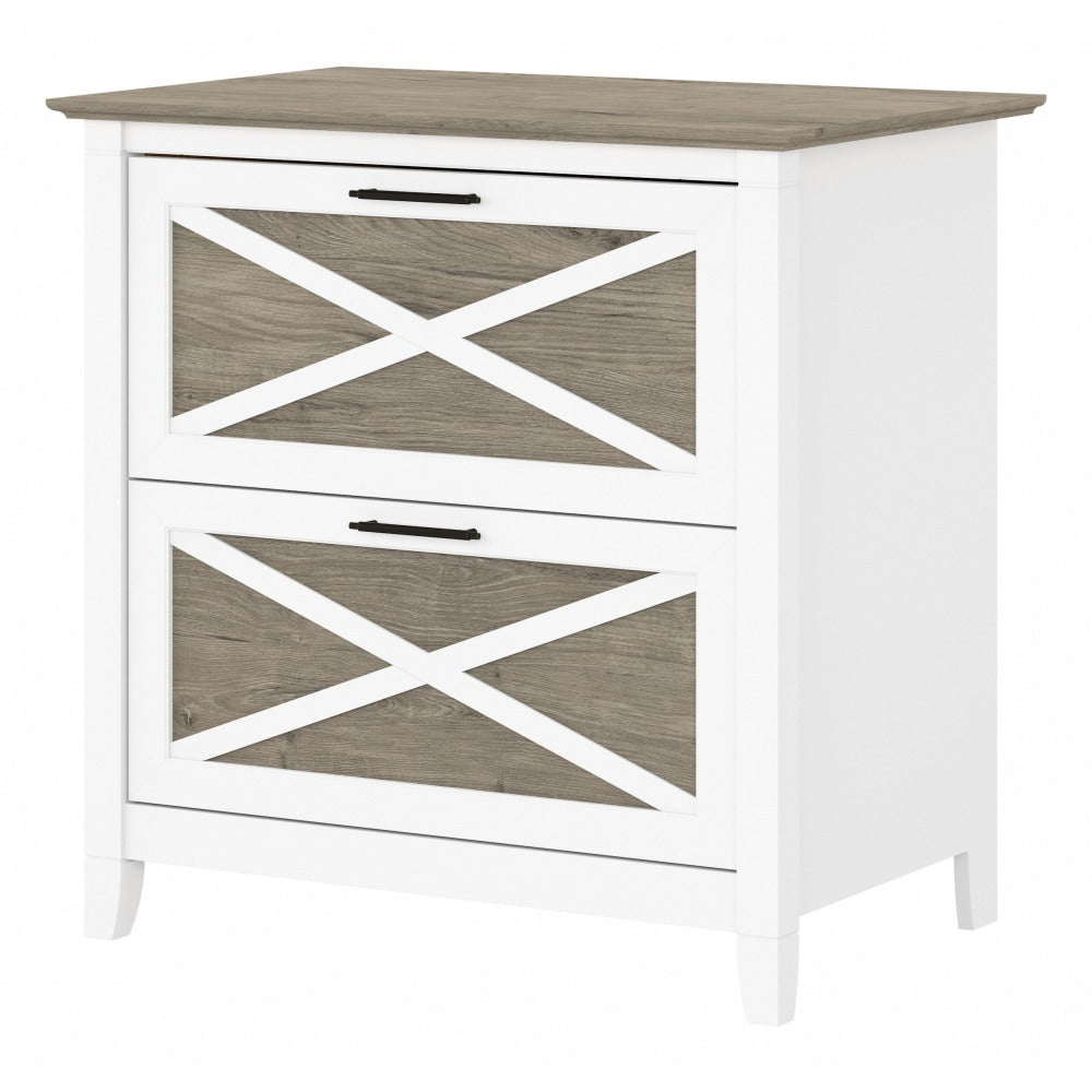 Bush Furniture Key West 20inD Lateral 2-Drawer File Cabinet, Shiplap Gray/Pure White, Delivery