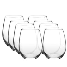 Load image into Gallery viewer, Pasabahce Amber 8-Piece Stemless Wine Glass Set, 19 Oz, Clear