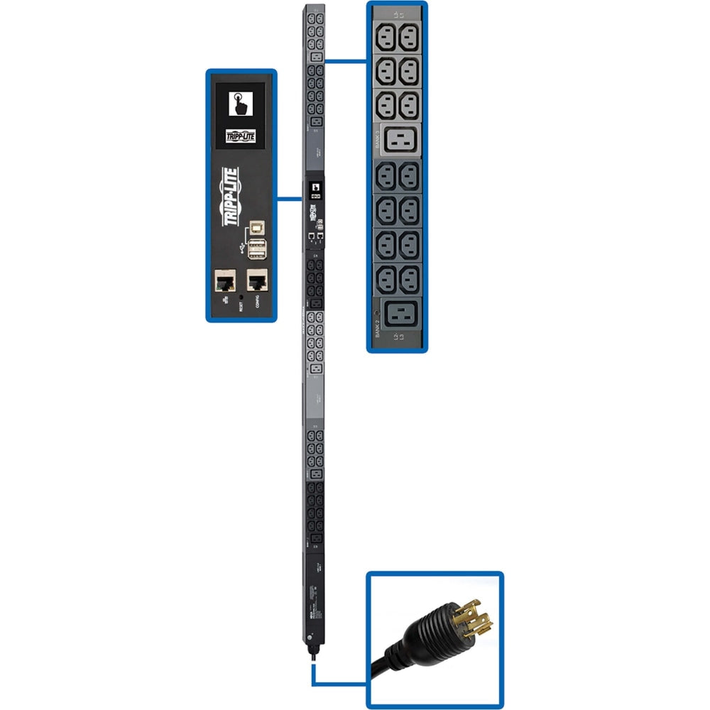 Tripp Lite 6.6kW 3-Phase Monitored PDU - LX Platform, 42 C13 & 6 C19 Outlets (208/240V), L15-20P Input, 0U, TAA - Power distribution unit (rack-mountable) - 16 A - AC 240 V - 6.6 kW - 3-phase