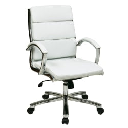 Office Star Work Smart Executive Mid-Back Chair, White/Silver