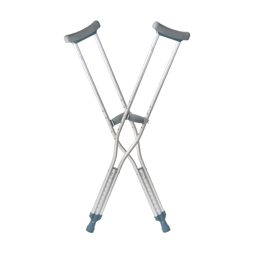 DMI Push-Button Aluminum Crutches, Tall, Silver, Fits Users 5ft10in-6ft6in