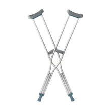 Load image into Gallery viewer, DMI Push-Button Aluminum Crutches, Tall, Silver, Fits Users 5ft10in-6ft6in
