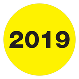 Office Depot Brand 2019 Year Labels, Circle, DL6817, 2in, Fluorescent Yellow, Roll Of 500 Labels