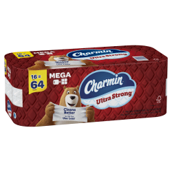 Charmin Ultra Strong 2-Ply Bathroom Tissue Rolls, 4in x 4-1/2in, White, 242 Sheets Per Roll, Pack Of 16 Rolls