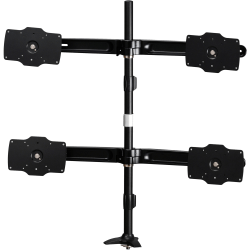 Amer Mounts Grommet Based Quad Monitor Mount for four 24in-32in LCD/LED Flat Panel Screens - Supports up to 26.5lb monitors, +/- 20 degree tilt, and VESA 75/100