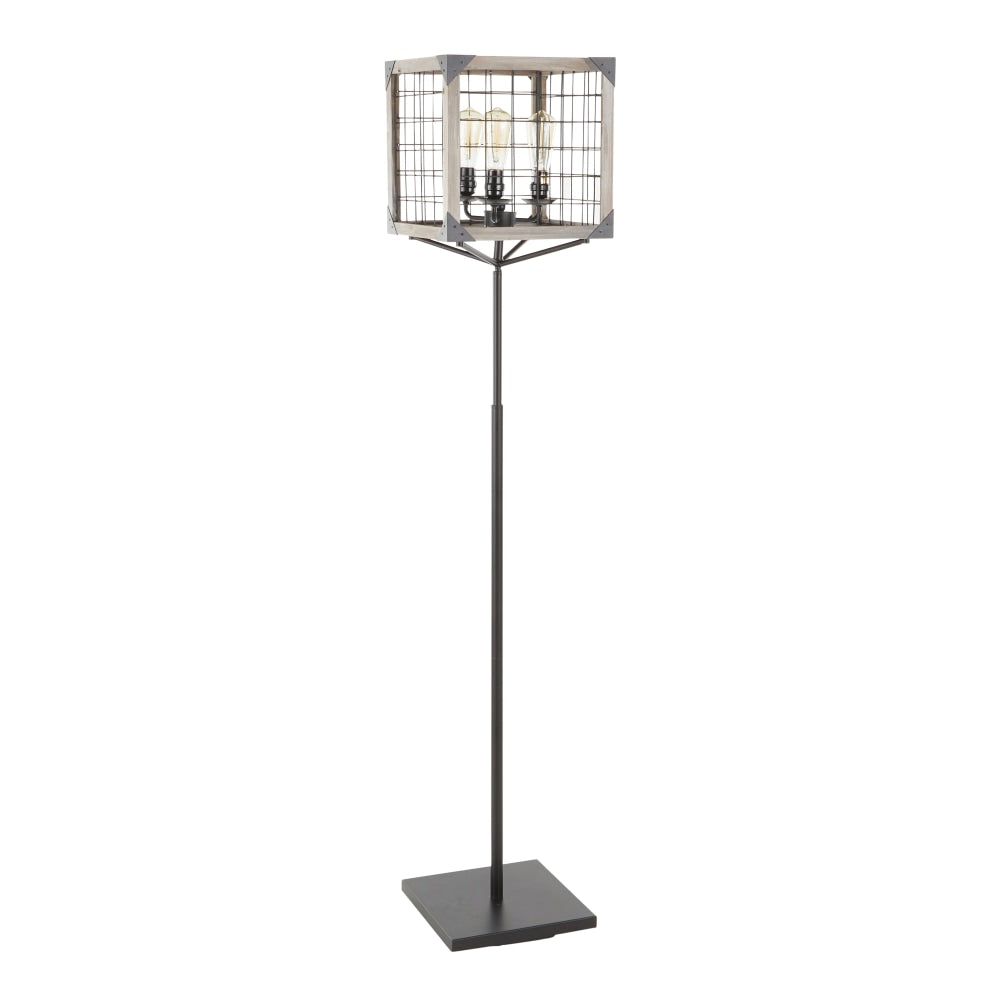 LumiSource Orleans Floor Lamp, 65-3/4inH, White-Washed Shade/Black Base