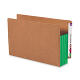 Smead Redrope End-Tab File Pockets With Gussets, Legal Size, 3 1/2in Expansion, 30% Recycled, Green Gusset, Box Of 10