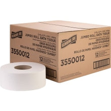Load image into Gallery viewer, Genuine Joe Jumbo Jr Dispenser Bath Tissue Roll - 2 Ply - 3.30in x 500 ft - 8.88in Roll Diameter - White - Fiber - 12 / Carton