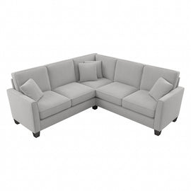 Bush Furniture Flare L-Shaped Sectional Couch, 35-3/4inH x 87-1/16inW x 87-1/16inD, Light Gray Microsuede Fabric, Standard Delivery
