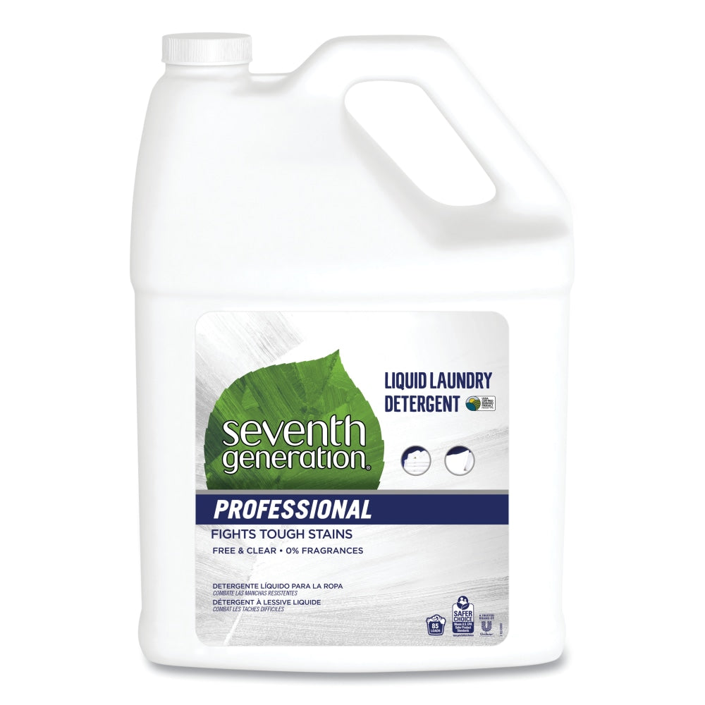 Seventh Generation Professional Liquid Laundry Detergent, Free And Clear Scent, 1 Gallon, Pack Of 2 Bottles