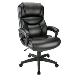 Realspace Fennington Bonded Leather High-Back Executive Office Chair, Black, BIFMA Compliant